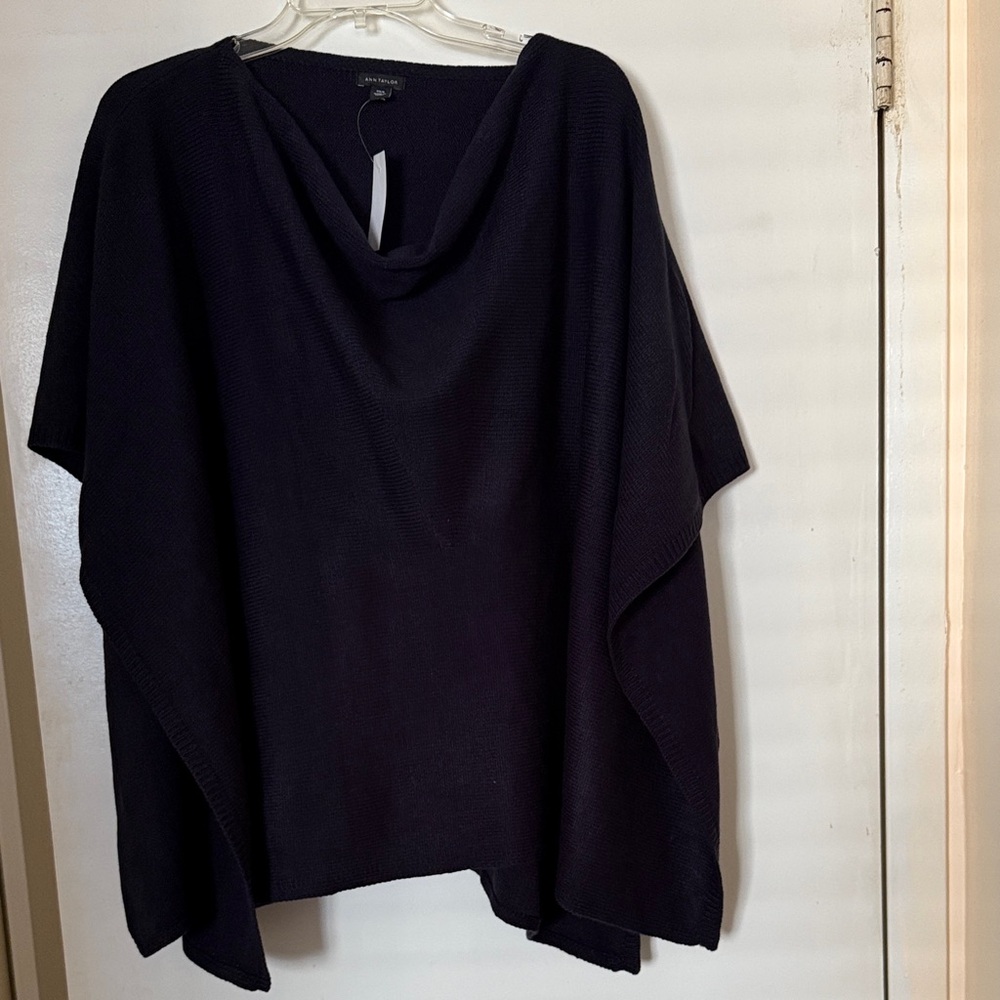Ann Taylor Navy  Knit poncho